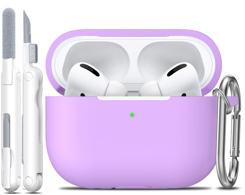 R-fun for AirPods Pro 2nd/1st Generation Case with Cleaner Kit,Soft Silicone Protective Case Cover for Apple AirPod Pro 2/1 for Women Men,AirPods Pro Case Accessories with Keychain,Lavender - Image 1